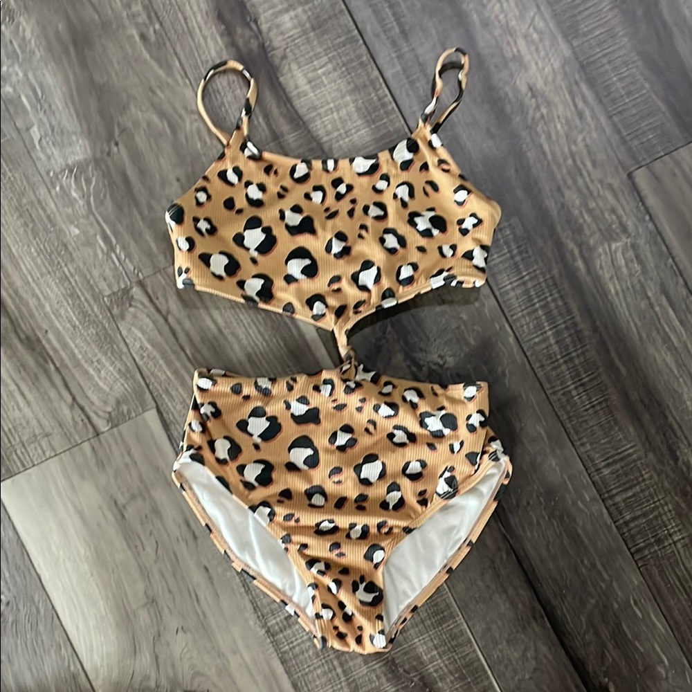 Leopard Print Cutout Swimsuit